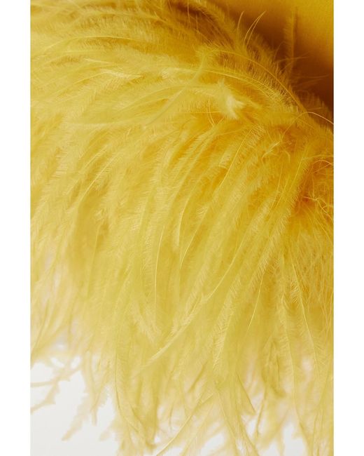 Valentino Garavani Yellow Feather-Trimmed Cotton-Blend Mini Dress
