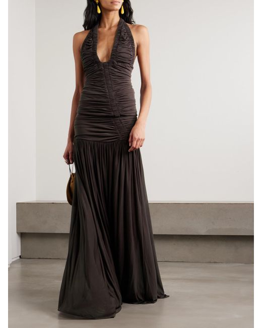 Christopher Esber Purple Orion Ruched Gathered Jersey Maxi Skirt