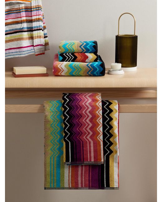 Missoni Blue Giacomo Set Of Five Striped Jacquard-Knit Cotton-Terry Towels