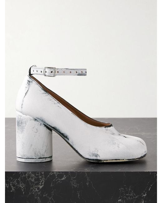 Maison Margiela White Tabi Split-Toe Painted Leather Pumps