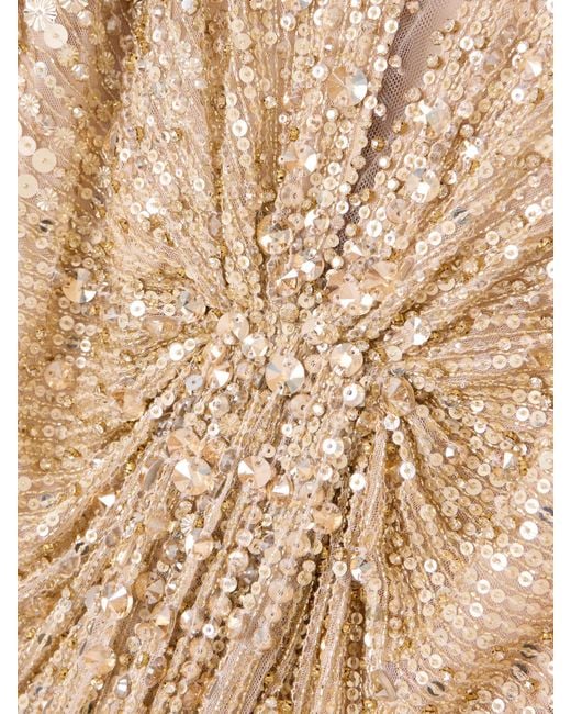 Jenny Packham Natural Zenith Verzierte Robe Aus Chiffon Mit Cape-Effekt Und Pailletten