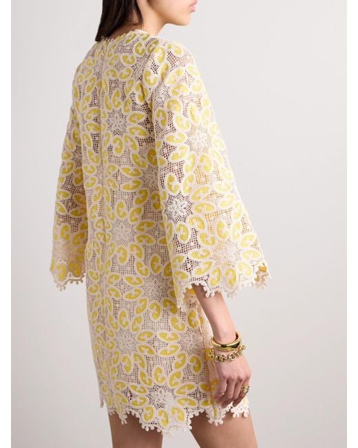 Zimmermann Natural Golden Cotton-Lace Mini Dress