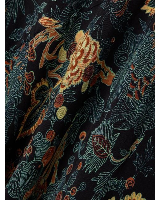 Ulla Johnson Black Ines Midikleid Aus Crêpe De Chine Aus Seide Mit Blumenprint