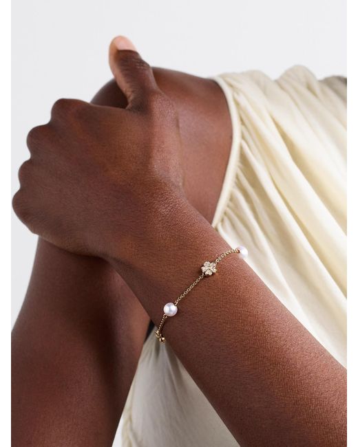 Mikimoto Natural 18-Karat, Diamond And Pearl Bracelet