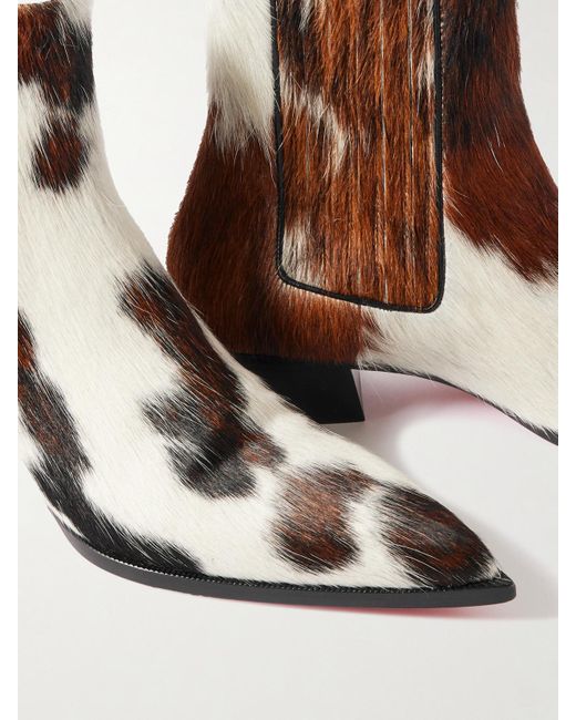 Christian Louboutin White Cheliviss Calf Hair Chelsea Boots