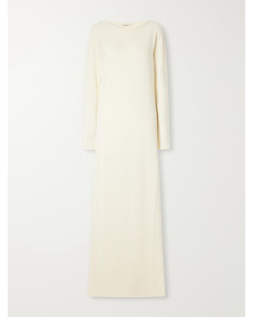 Kallmeyer White Rhea Cotton-Blend Knitted Maxi Dress