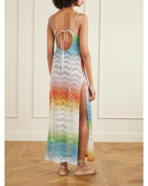 Missoni White Striped Metallic Crochet-Knit Coverup