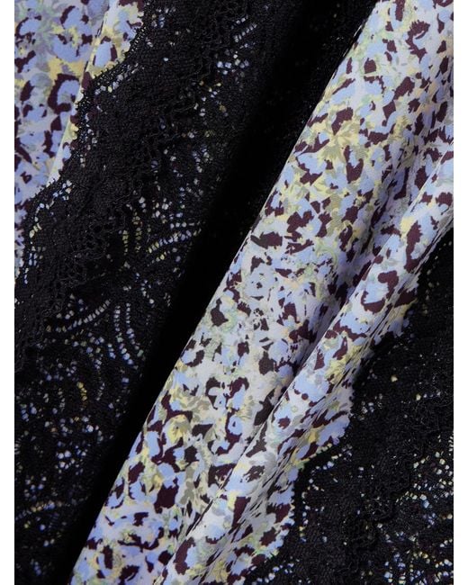 Kika Vargas Blue Sunita Tie-Detailed Lace-Trimmed Leopard-Print Stretch-Satin Maxi Dress