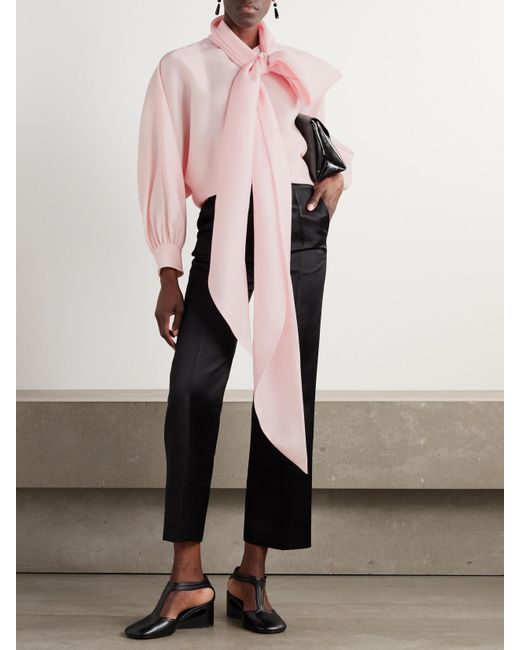 Loro Piana Black Duchesse Silk-Satin Straight-Leg Pants