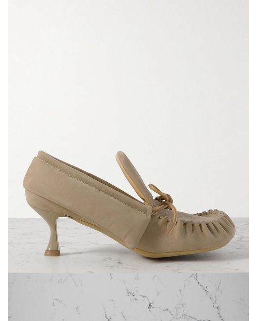J.W. Anderson Natural Leather-Trimmed Suede Pumps