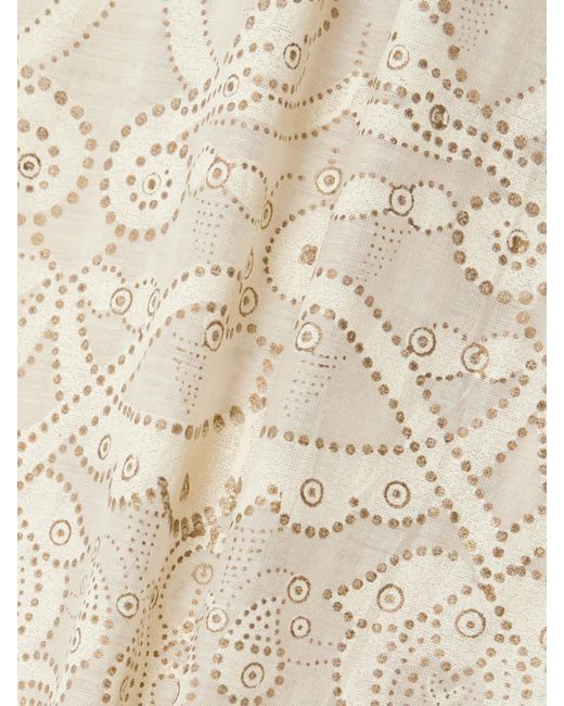 Thierry Colson Natural Valentina Kleid Aus Einer Bedruckten Baumwoll-Seidenmischung Mit Glitter-Finish Und Rüschen