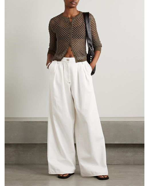 Dries Van Noten White Bundfaltenhose Mit Weitem Bein