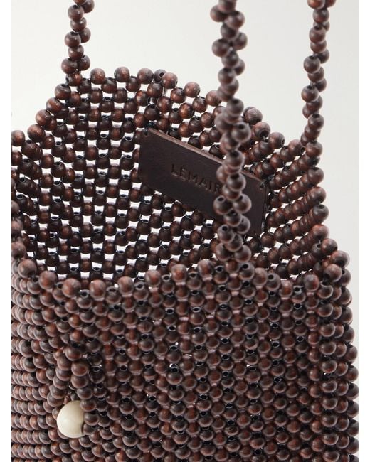 Lemaire Natural Grigri Wooden-Bead Crossbody Bag