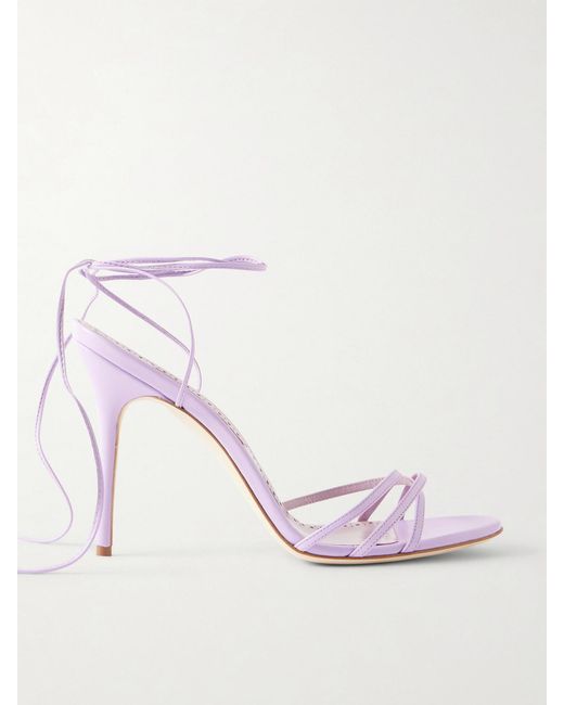 Manolo Blahnik Pink Leva 105 Leather Sandals