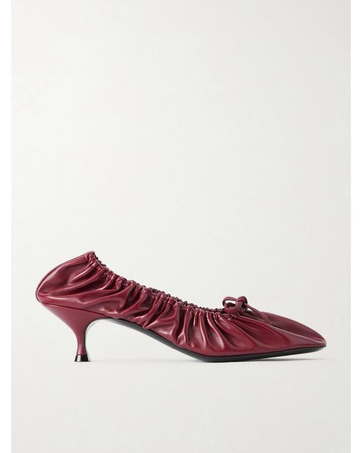 Herbert Levine Gather Around 55 Bow-Detailed Gathered Leather Pumps