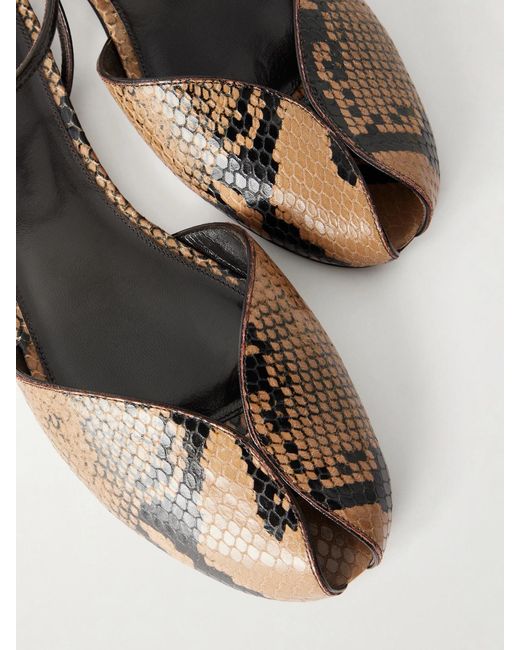 Le Monde Beryl White Valetta Snake-Effect Leather Flats