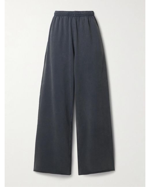 Acne Blue Appliquéd Cotton-Jersey Wide-Leg Track Pants