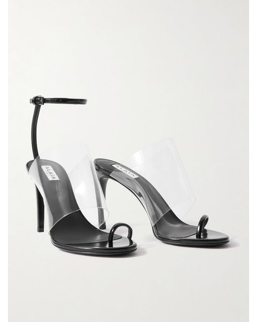 Alaïa Black Asymmetric Patent-Leather And Pvc Sandals