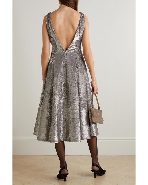 Emilia Wickstead White Chaya Open-Back Sequined Satin Midi Dress