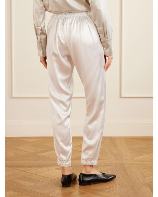 The Park White Rebecca Silk-Satin Straight-Leg Pants