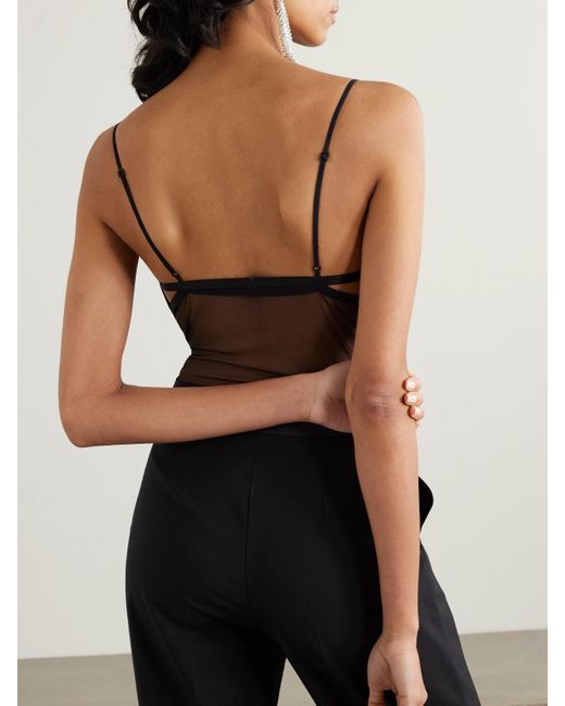 Nensi Dojaka Gray Heartbeat Body Aus Tüll Mit Applikationen