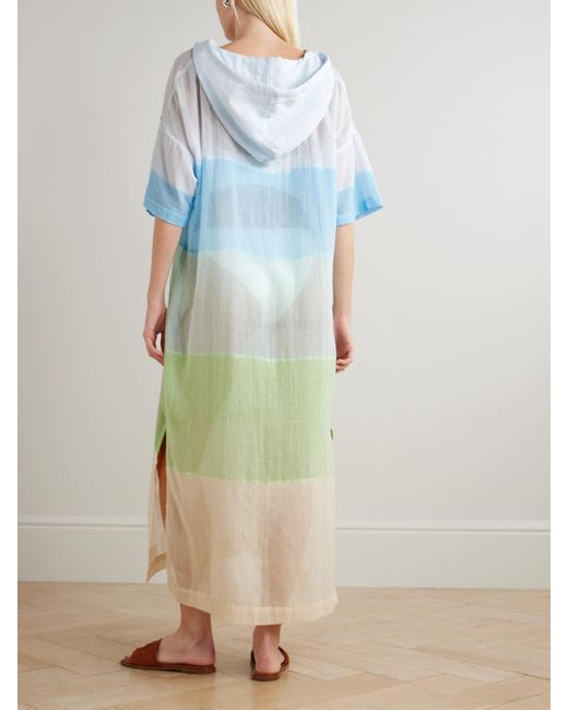 Lemlem Blue Beritu Strandkleid Aus Gestreifter Baumwolle Mit Kapuze