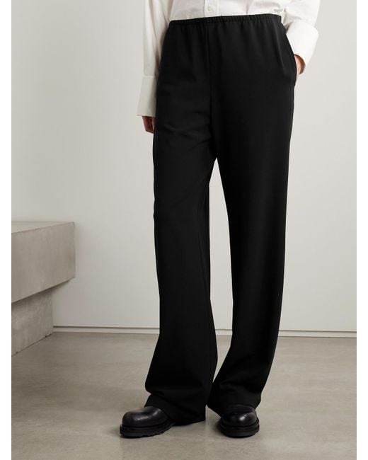 The Row Black Seraphim Wool-Blend Wide-Leg Pants