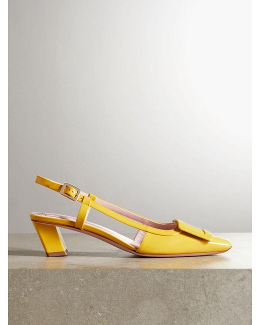 Roger Vivier Yellow Belle Vivier 45 Slingback-Pumps Aus Lackleder