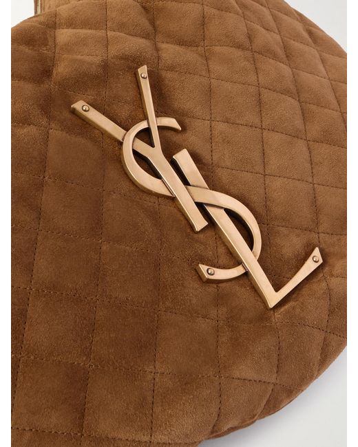 Saint Laurent Brown Icare Matelassé Suede Shoulder Bag
