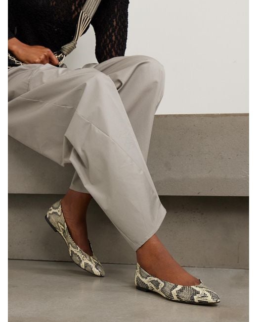 Aeyde White Ellie Snake-Effect Leather Ballet Flats