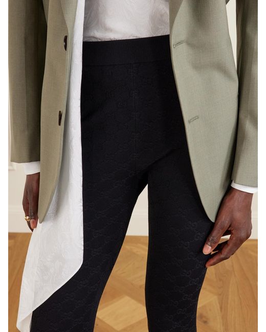 Gucci Blue Jacquard-Knit Leggings