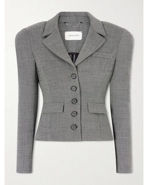 Magda Butrym Gray Cropped Stretch-Wool Blazer