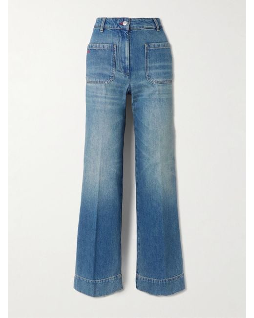 Victoria Beckham Blue Alina Hoch Sitzende Jeans Mit Weitem Bein