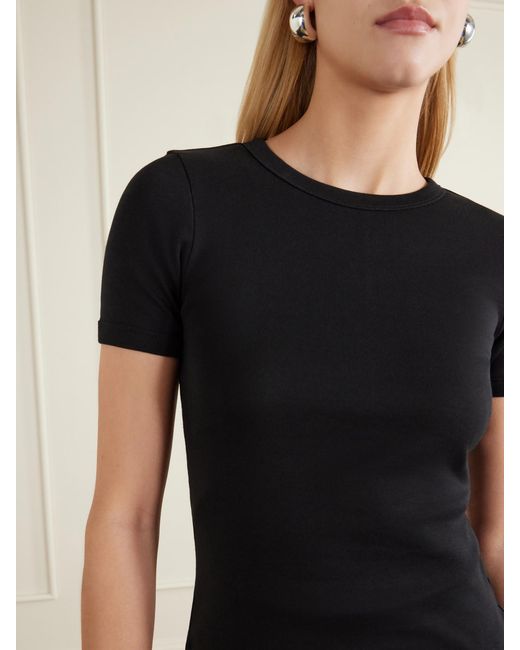 Flore Flore Black Car Ribbed Organic Cotton-Jersey T-Shirt
