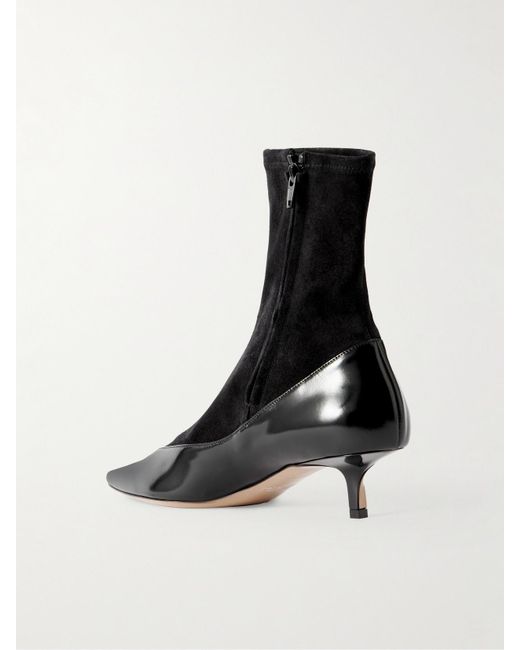 Jacquemus Black The Tourni Ankle Boots Aus Veloursleder Und Glanzleder