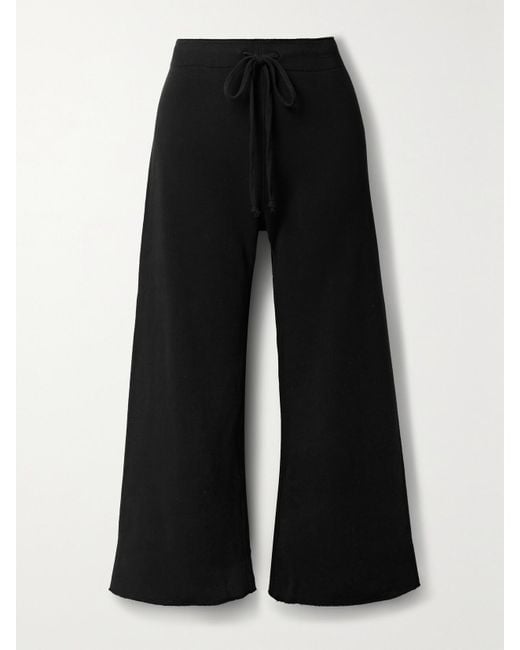 Nili Lotan Black Kiki Cropped Voile-Trimmed Cotton-Jersey Track Pants