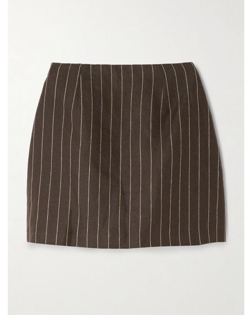 Posse Brown Alice Minirock Aus Leinen-Twill Mit Nadelstreifen