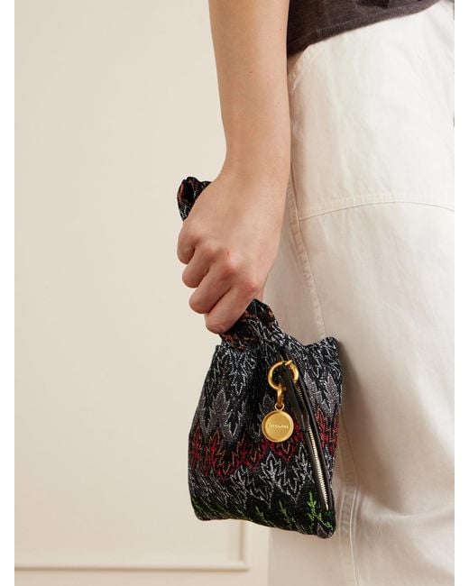 Missoni Black Striped Lurex Shoulder Bag