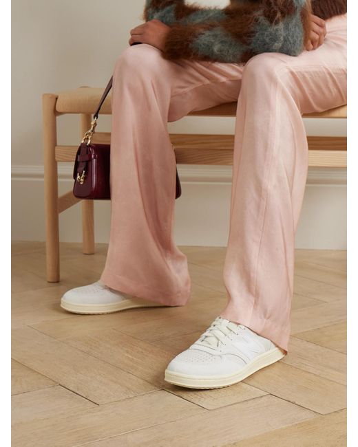 New Balance Natural T500 Leather-Trimmed Suede And Nubuck Sneakers