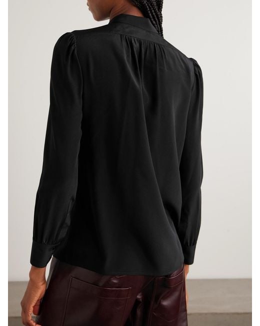 Nili Lotan Black Colt Pussy-Bow Silk Crepe De Chine Blouse