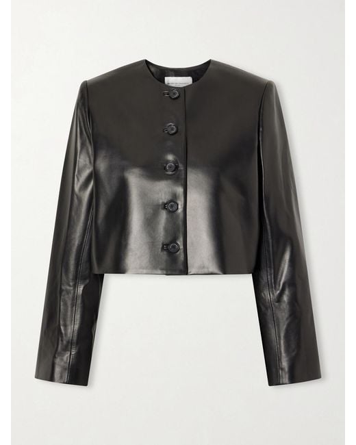 Brandon Maxwell Black The Ryder Leather Jacket
