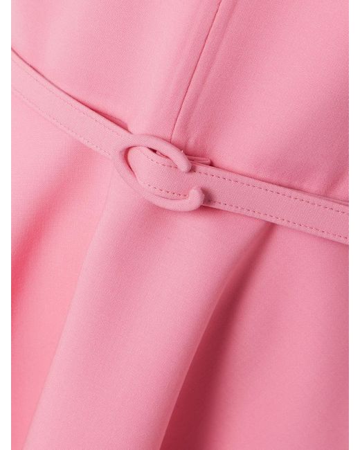 Oscar de la Renta Pink Belted Stretch-Wool Crepe Mini Dress