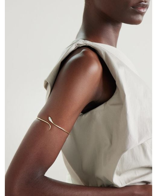 Diane Kordas Natural Snake Armreif Aus 9 Karat Mit Smaragden Und Diamanten
