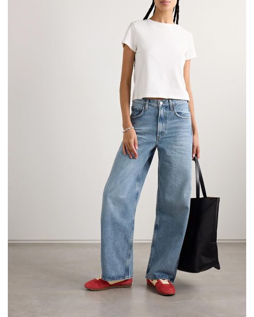 Agolde Blue Low Curve Halbhohe Jeans Mit Weitem Bein