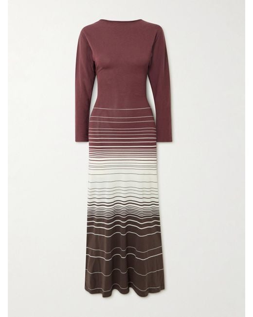 Faithfull The Brand Purple Idun Rückenfreies Maxikleid Aus Einer Baumwollmischung Mit Streifen Und Twist-Detail