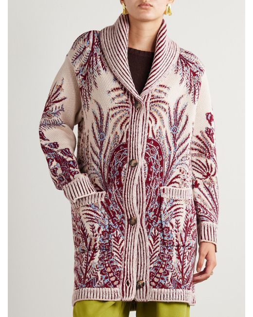 Etro Red Oversized-Cardigan Aus Einer Woll-Baumwollmischung
