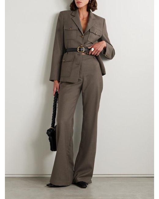 Nili Lotan Brown Effy Wool-Twill Wide-Leg Pants