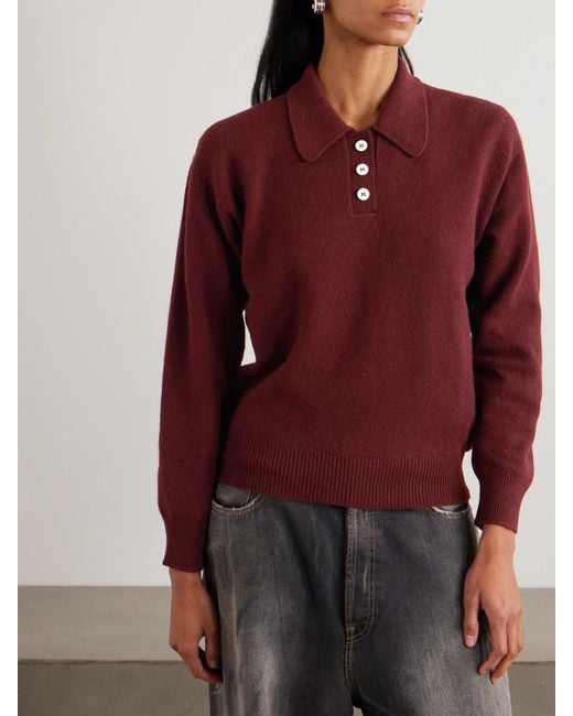 &Daughter Red Edith Wool Polo Sweater
