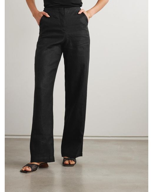 Faithfull The Brand Black Sanne Hose Mit Geradem Bein Aus Leinen