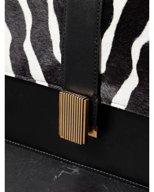 Khaite Black Blake Zebra-Print Calf Hair And Leather Shoulder Bag